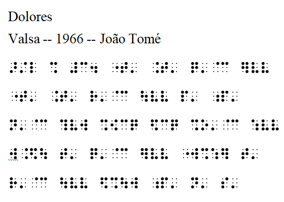 Dolores em Ré M - partitura em braille