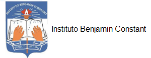 Imagem: Logotipo do Instituto Benjamin Constant. Descrio: Cores predominantes (azul e branca), Formato: Retangular, Texto acima: Instituto Benjamin Constant, Imagem em destaque: Mos tateando um livro em Braille, Texto abaixo: 17 de Setembro de 1854 (ano da Fundao do Instituto)